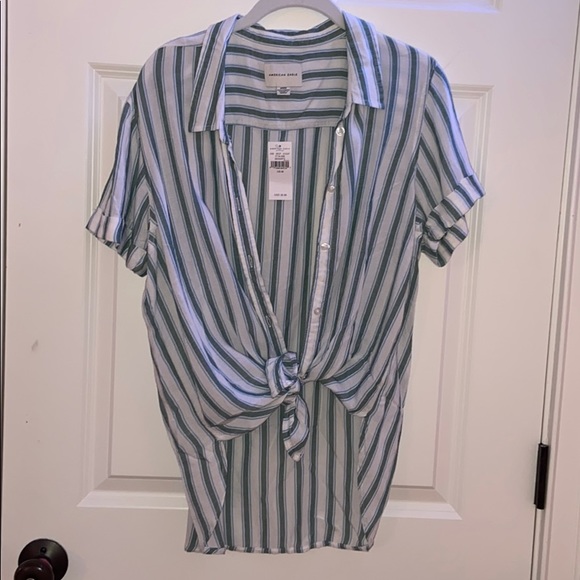 AE Striped Short Sleeve Button Up Shirt - Picture 5 of 7